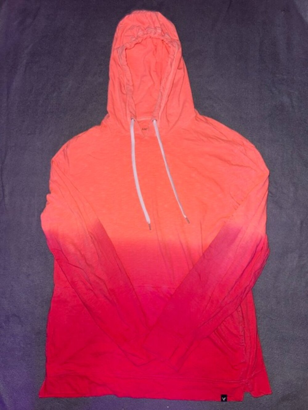 American Eagle Hoodie Men’s Large Gradient Orange Red Classic Fit Pullover